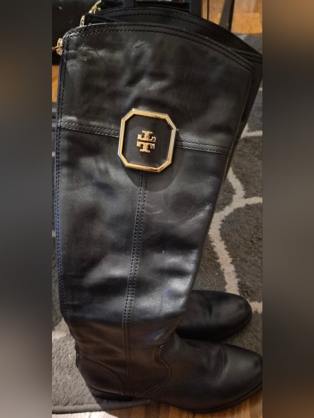 Tory Burch Black Leather with Gold Logo